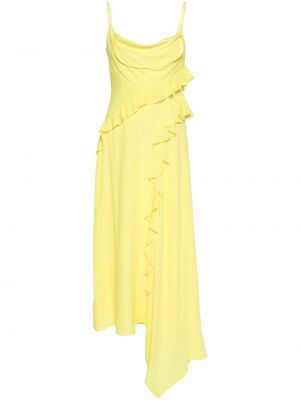 Ασύμμετρη κοκτέιλ φόρεμα με βολάν Msgm κίτρινο