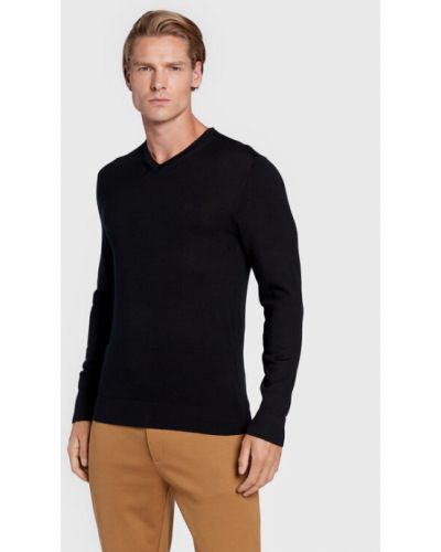 Cardigan di lana in lana merino con scollo a v Calvin Klein nero