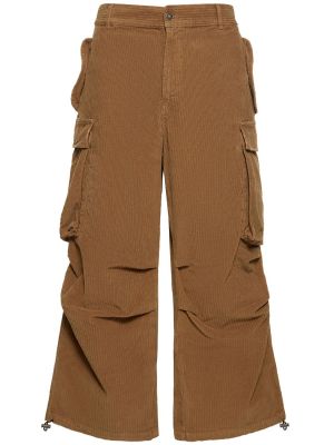 Aksamitne spodnie cargo sztruksowe bawełniane Alanui brązowe
