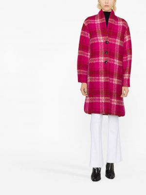 Kostkovaný kabát Isabel Marant Etoile růžový
