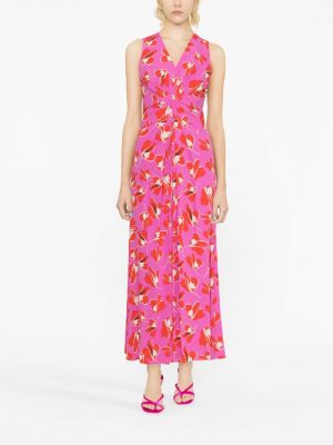 Květinové dlouhé šaty s potiskem Dvf Diane Von Furstenberg růžové