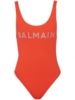 Plavky bez rukávov s potlačou Balmain červená