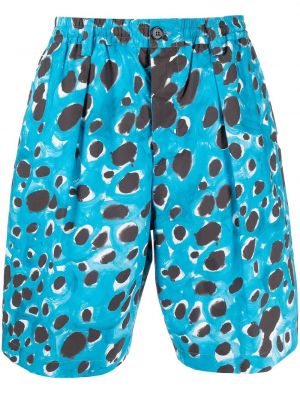 Bermuda kratke hlače s potiskom z leopardjim vzorcem Marni modra