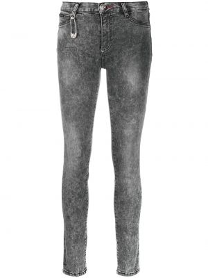 Bavlněné skinny džíny Philipp Plein šedé