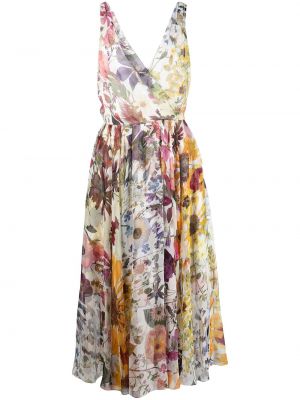 V-hals trykt floral dress Oscar De La Renta