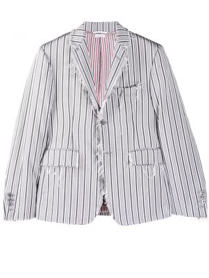 Jacquard stripete lang blazer Thom Browne grå