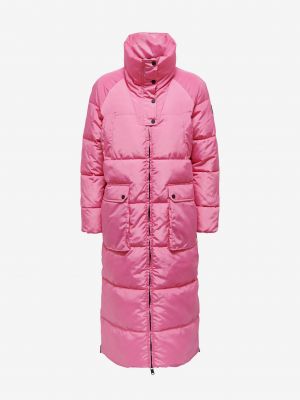 Prošívaný kabát Only růžový