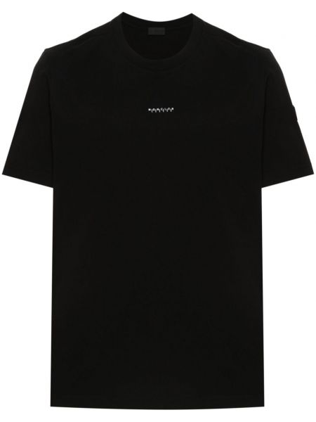 Černé bavlněné tričko s potiskem Moncler