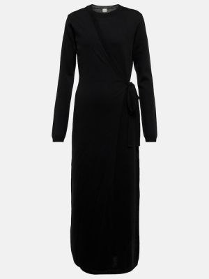 Вълнена миди рокля Toteme черно
