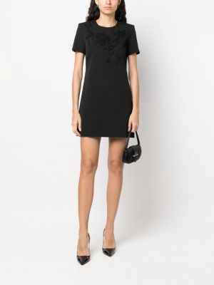 Kleid mit stickerei mit rundem ausschnitt Ermanno Firenze schwarz