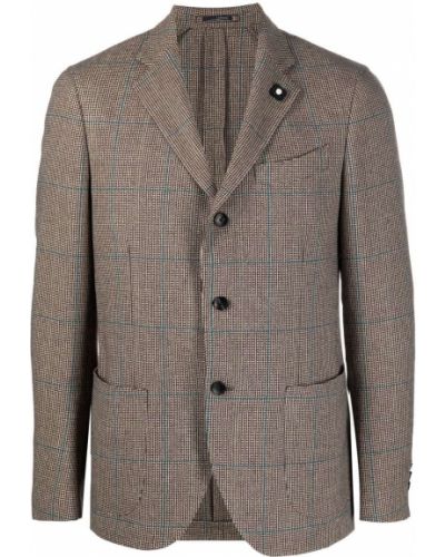 Sjekket lang blazer Lardini brun