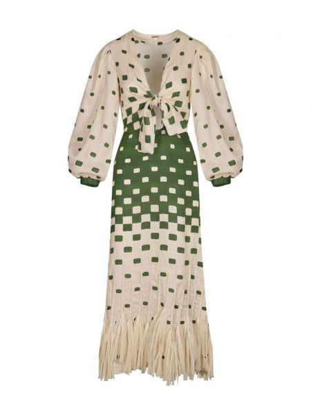 Ľanové šaty s potlačou Johanna Ortiz zelená