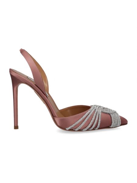 Satynowe sandały eleganckie Aquazzura różowe