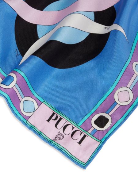 Hedvábný šál s potiskem Pucci modrý