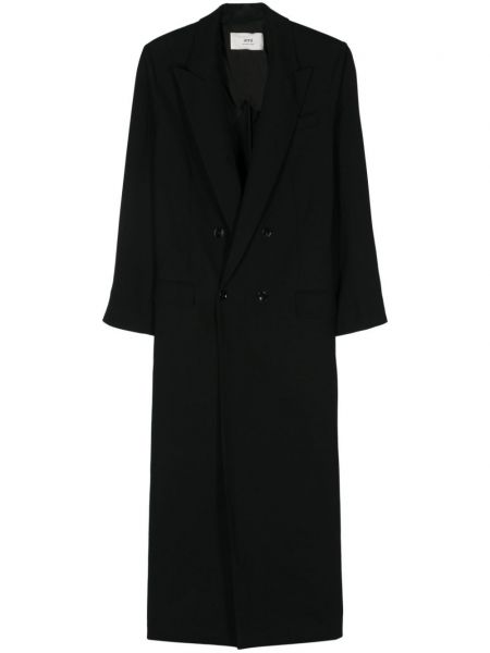 Długi płaszcz oversize Ami Paris czarny