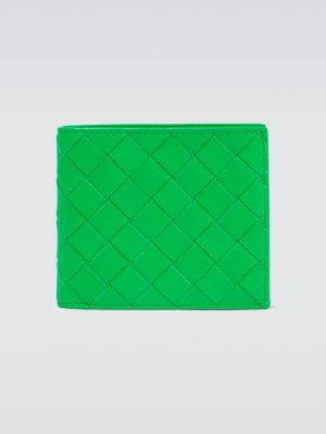 Bőr bőr pénztárca Bottega Veneta zöld