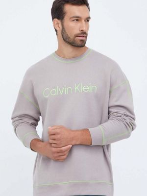 Памучен суитчър с принт Calvin Klein Underwear сиво