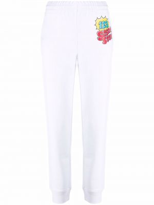 Pantalones de chándal con estampado Moschino blanco