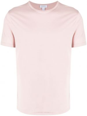 Памучна тениска Sunspel розово