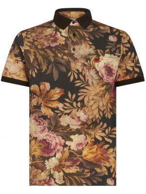 Памучна поло тениска на цветя с принт Etro черно