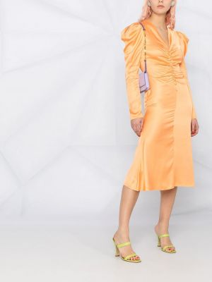 Vestido de cóctel de raso con volantes Patrizia Pepe naranja