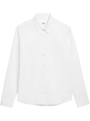 Βαμβακερό πουκάμισο με κέντημα Ami Paris λευκό