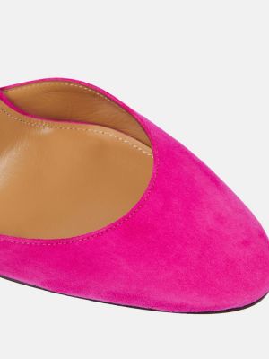 Велурени полуотворени обувки с отворена пета Aquazzura розово