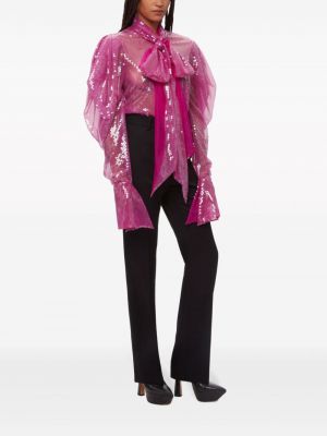 Průsvitná košile s mašlí Nina Ricci růžová