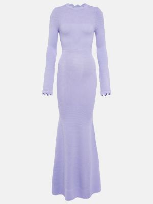 Elegantní bavlněné pletené šaty Victoria Beckham - nachový