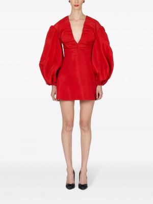 Hedvábné koktejlové šaty Carolina Herrera červené