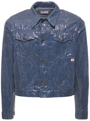Giacca di jeans di cotone in viscosa Charles Jeffrey Loverboy blu
