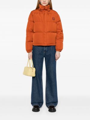 Péřová bunda s výšivkou Maison Kitsuné oranžová