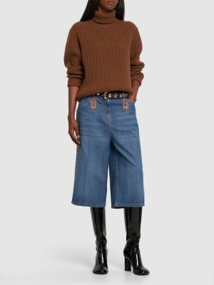 Kratke jeans hlače z vezenjem Etro