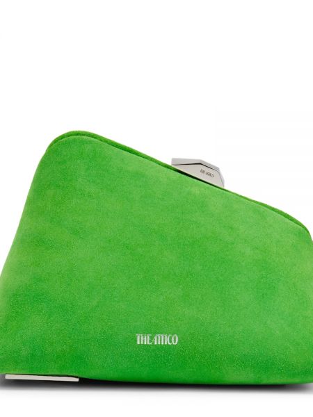 Kožna clutch torbica od brušene kože The Attico zelena