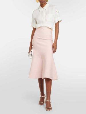 Midi φούστα με ψηλή μέση Victoria Beckham ροζ