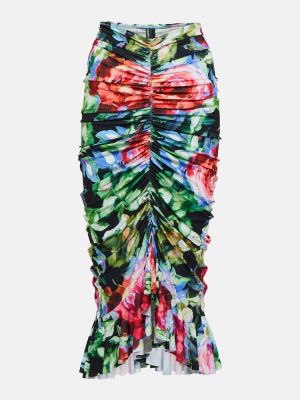 Květinové midi sukně z polyesteru Norma Kamali