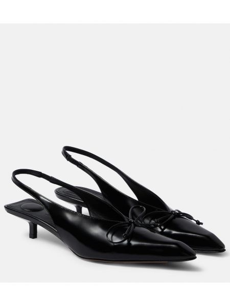 Кожени полуотворени обувки с отворена пета Jacquemus черно