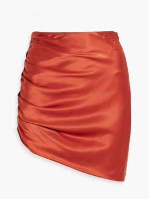 Асимметричная мини-юбка из шелкового атласа со сборками MICHELLE MASON красный