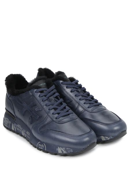 Кожаные кроссовки с мехом Premiata синие