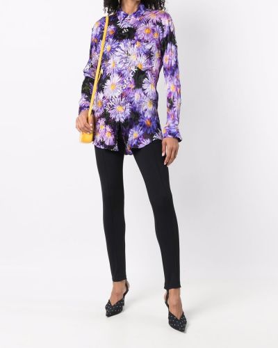 Květinová košile s potiskem Balenciaga fialová