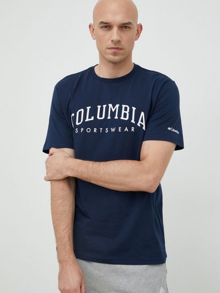 Памучна тениска с дълъг ръкав с принт Columbia