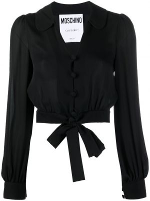 Копринена блуза Moschino черно