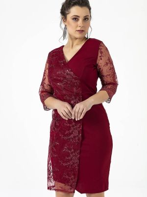 Rochie de seară din dantelă By Saygı roșu