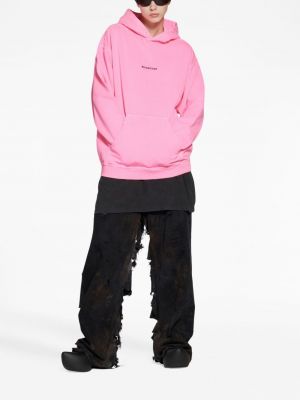 Kokvilnas kapučdžemperis ar izšuvumiem Balenciaga rozā