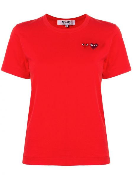 Camiseta con bordado de cuello redondo Comme Des Garçons Play rojo