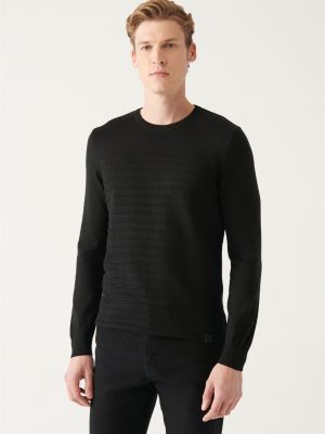 Bombažni pulover Avva črna