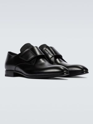 Кожени обувки в стил дерби Prada черно