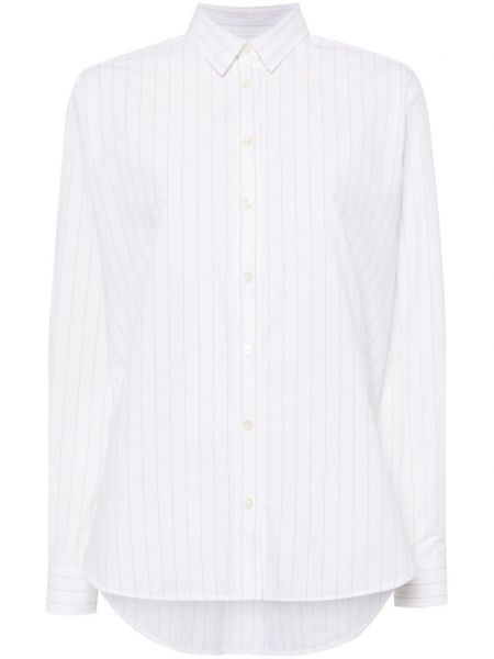 Prugasta pamučna košulja s printom Toteme bijela