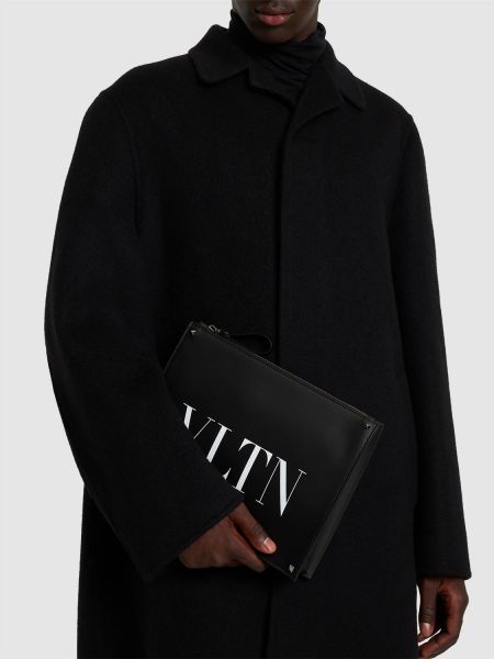 Δερμάτινη τσάντα Valentino Garavani μαύρο