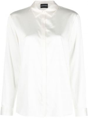 Hedvábná saténová košile Emporio Armani bílá